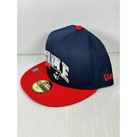Size 7 1/2 New England Patriots New Era NFL Staple Logo 59FIFTY Fitted Hat Cap - Picture 2 of 4